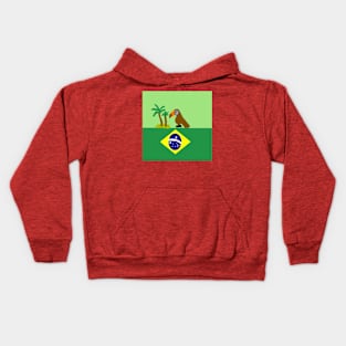 Sporty Brazil Design on Red Background Kids Hoodie